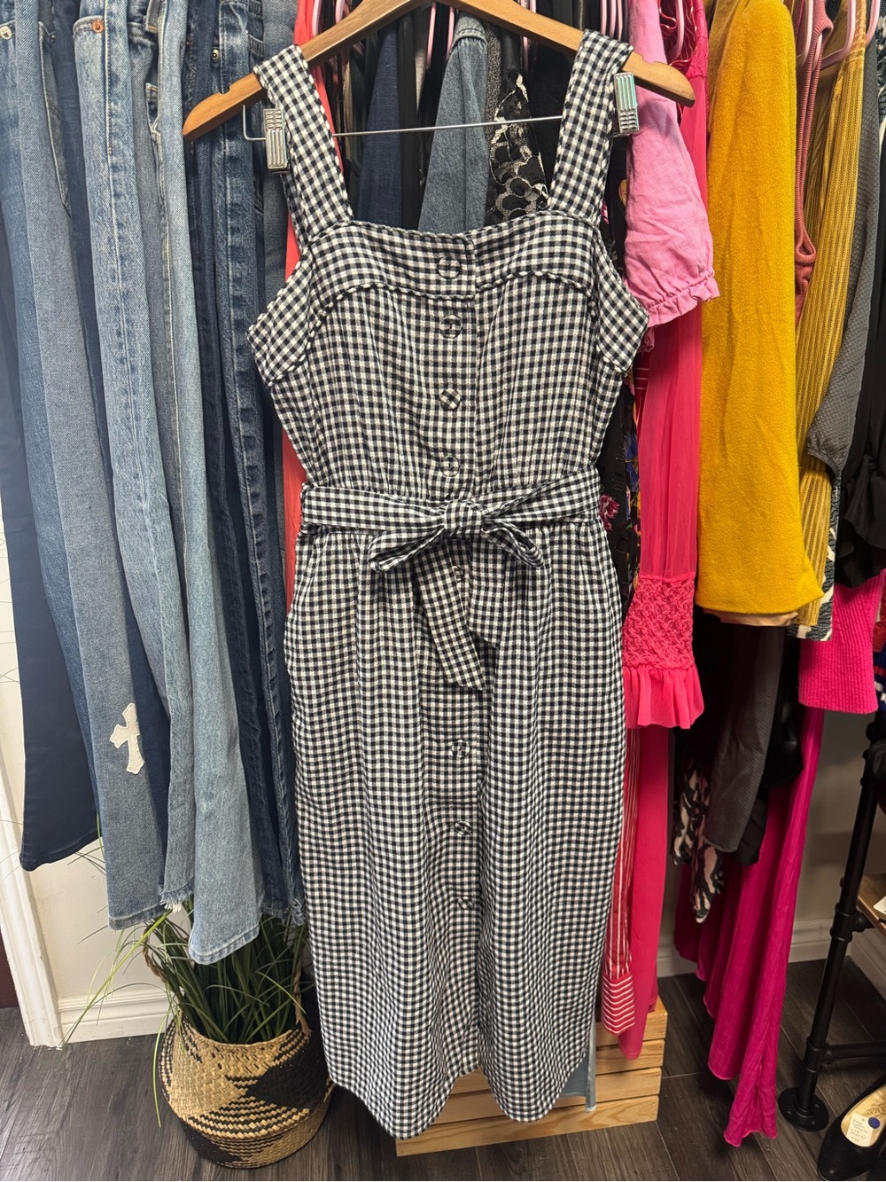 FRNCH Paris 100% Cotton Gingham Midi Dress